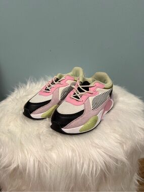 Puma Kids Pink, Light Green & Black Sneakers